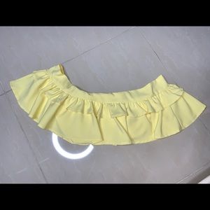BLUSH Boutique Yellow Ruffle Off The Shoulder Crop